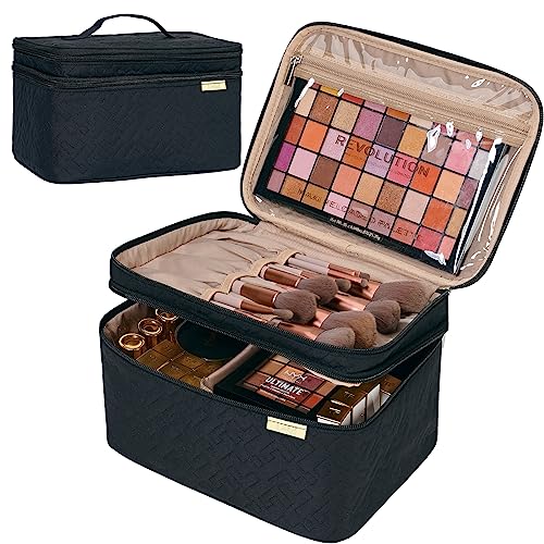 Best Double Layered: NISHEL Large Double Layered Travel Makeup Bag