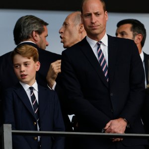 Prince George and Prince William look dejected during the UEFA EURO 2024 final match