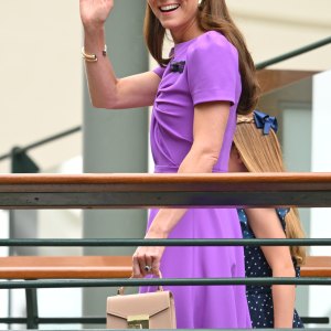 LONDON, ENGLAND - JULY 14: Catherine Princess of Wales and Princess Charlotte of Wales attend day fourteen of the Wimbledon Tennis Championships at the All England Lawn Tennis and Croquet Club on July 14, 2024 in London, England. (Photo by Karwai Tang/WireImage)