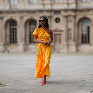 flowy orange maxi dress