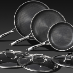 HexClad Hybrid Nonstick 12-Inch Fry Pan with Tempered Glass Lid