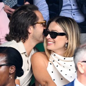 Pregnant Margot Robbie Glows at Wimbledon While Packing on the PDA With Husband Tom Ackerley