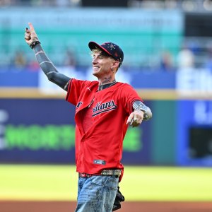 Machine Gun Kelly Throws an Unconventional First Pitch at MLB Game