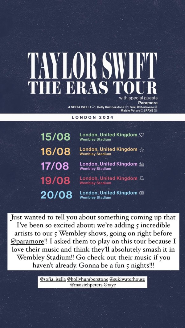 Taylor Swift Adds New Openers to London 'Eras Tour' | Us Weekly