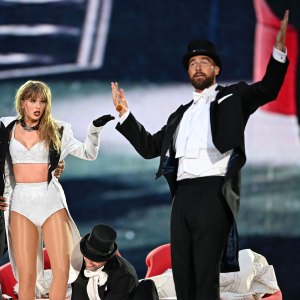 Feature Travis Kelce Fun on Stage With Taylor Swift