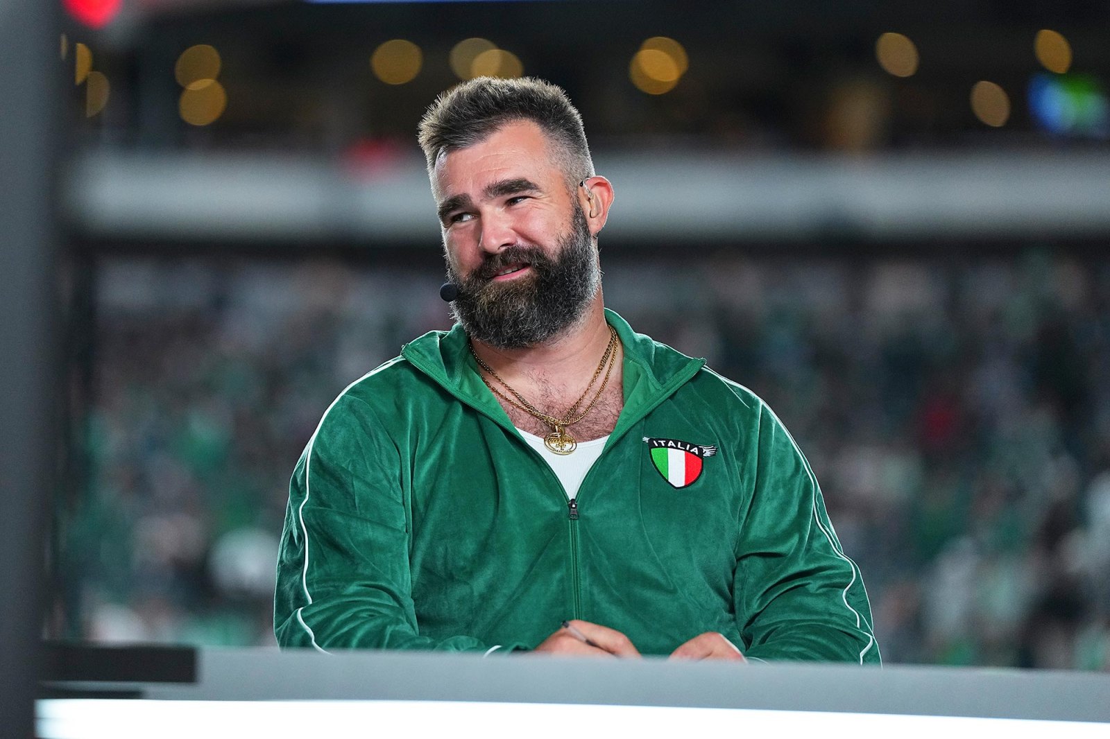 Jason Kelce Explains Why His Velour Tracksuit Featured Italian Patches ...