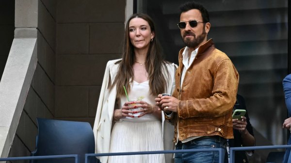 Justin Theroux and Fiancee Nicole Brydon Bloom Attend US Open