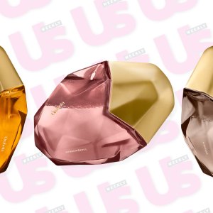 three perfume bottles in a row
