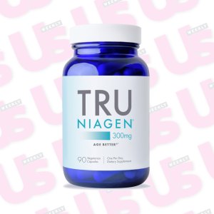 a blue pill bottle in a background