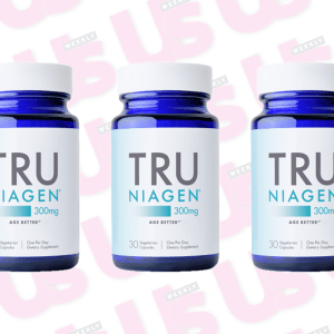 three pill bottles on a patterned background