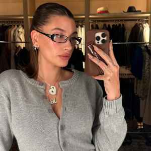 Hailey Bieber Gives a Glimpse of Her Postpartum Body in Cropped Sweater