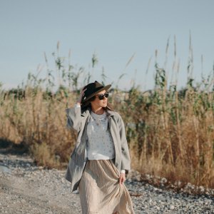 Fashion model posing outdoors