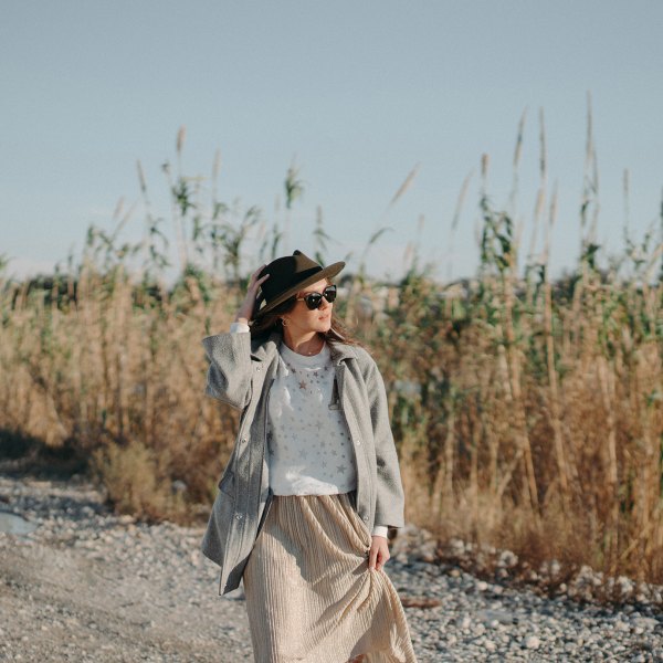 Fashion model posing outdoors