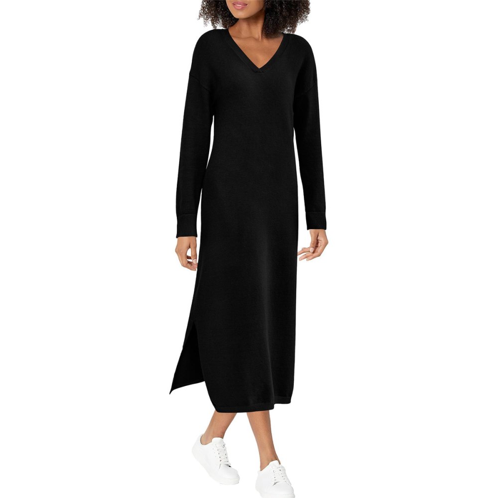 BTFBM V-Neck Long Sleeve Maxi Sweater Dress