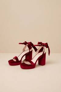 velvet bow platform heels