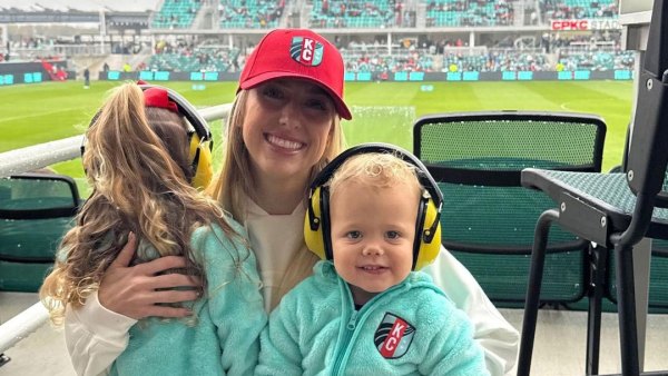 Pregnant Brittany Mahomes Snuggles Kids Sterling and Bronze at KC Current Soccer Game