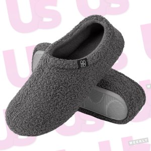 HomeTop Women's Fuzzy Curly Fur Memory Foam Loafer Slippers with Polar Fleece Lining