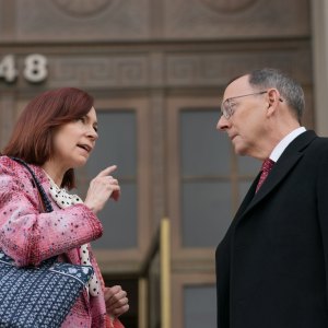 Carrie Preston Michael Emerson Preview Battle of Wits in Elsbeth 1st Look