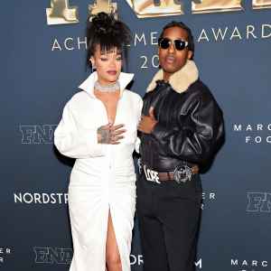 Rihanna and A AP Rocky Do His and Hers Leather on the Red Carpet 111