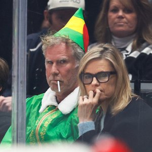 Will Ferrell Smokes Cigarette While Dressed as Elf Character Buddy at NHL Game