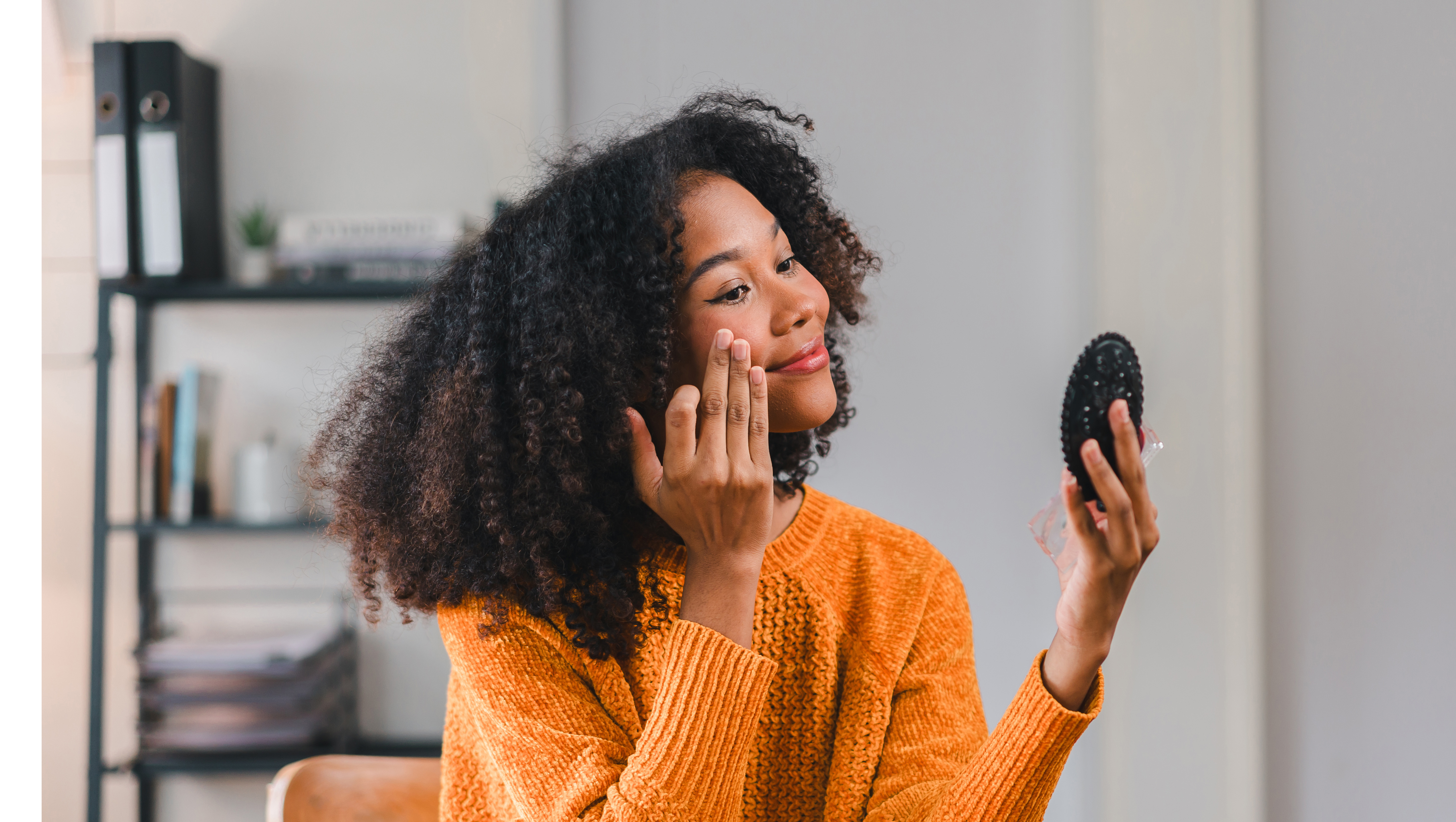 Woman Applying Makeup at Home