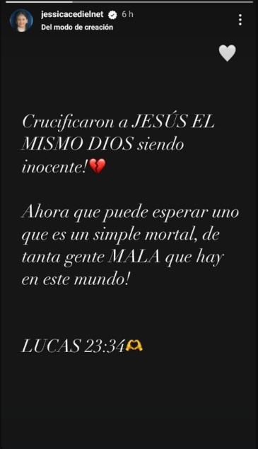 Jessica Cediel publicaci&oacute;n en Instagram.