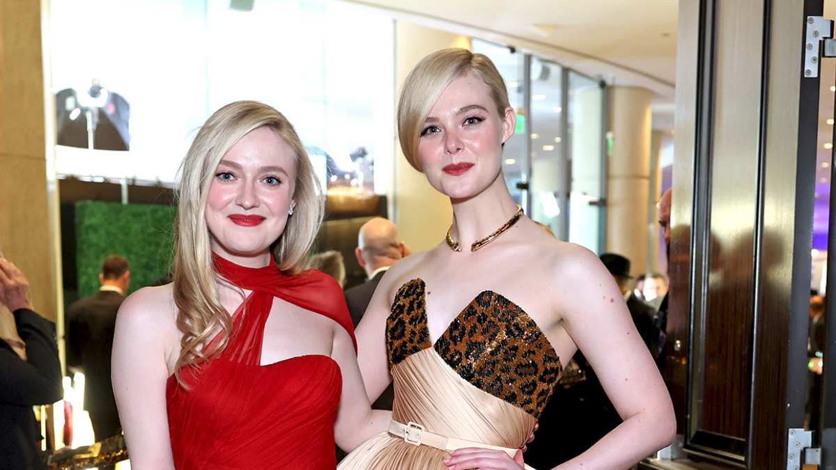Dakota and Elle Fanning Hit Golden Globes Red Carpet Together | Us Weekly Dakota and Elle Fanning Hit Golden Globes Red Carpet Together | Us Weekly