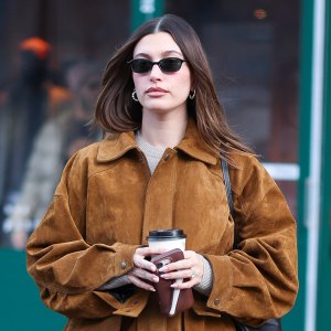 Hailey Bieber Suede Jacket