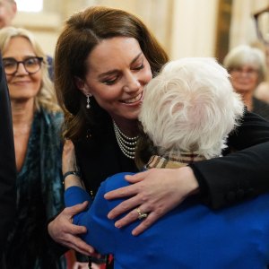 Kate Middleton Hugs Survivor During Holocaust Memorial Day Event With Prince William 159