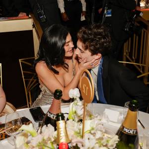 Kylie Jenner and TimothEe Chalamet 2025 Golden Globes Kiss 02