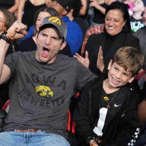 Ashton Kutcher Steps Out With Son Dimitri at WWE Monday Night Raw