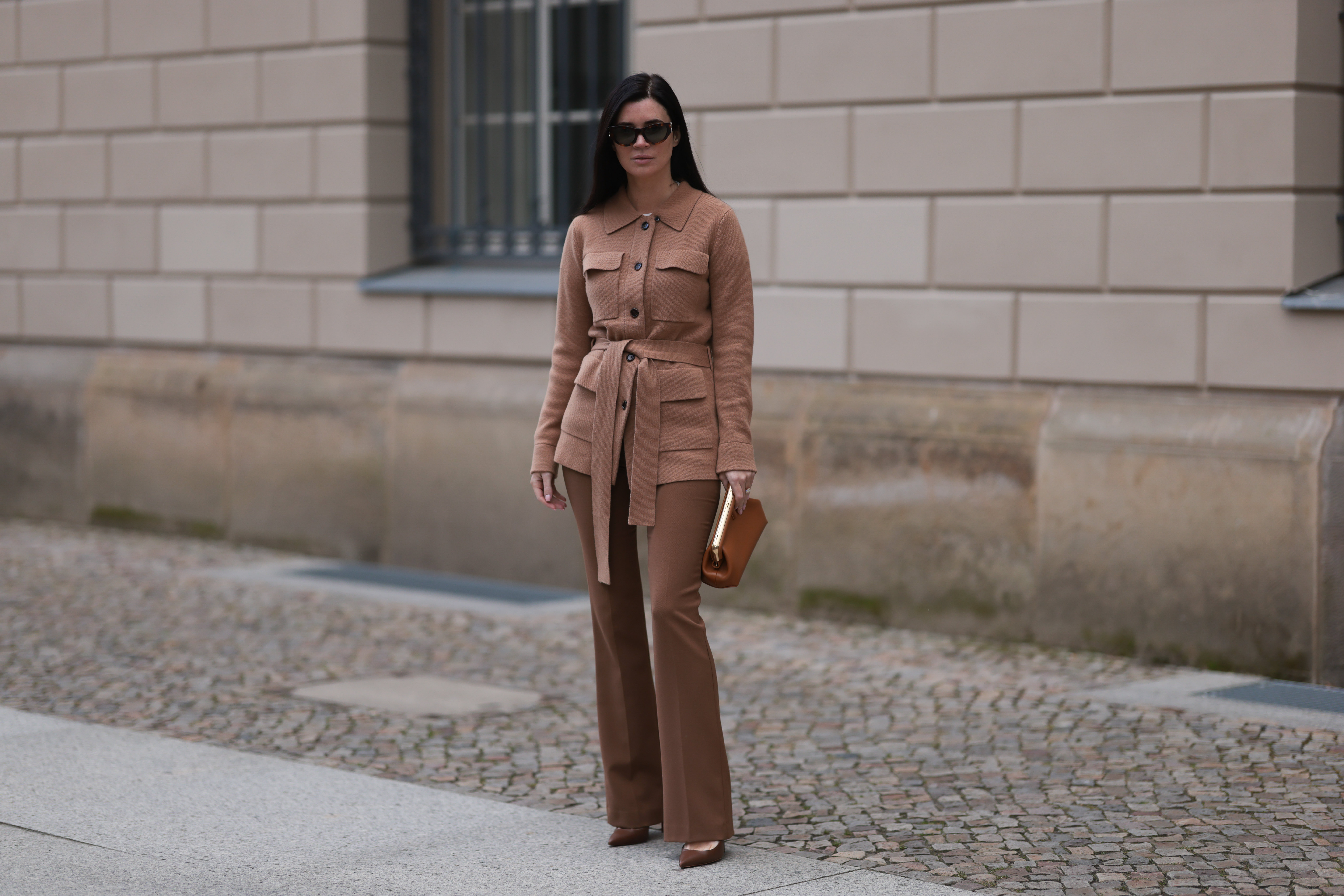woman wearing tan top and pants