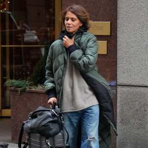 Halle Berry in Olive Coat