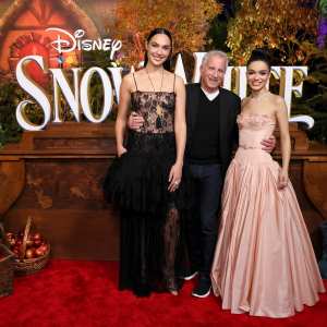 LOS ANGELES, CALIFORNIA - MARCH 15: (L-R) Gal Gadot, Marc E. Platt and Rachel Zegler attend the World Premiere of Disney's Snow White at El Capitan Theatre in Hollywood, California on March 15, 2025. (Photo by Rodin Eckenroth/Getty Images for Disney)