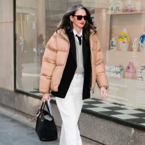 Jenna Lyons in black and white neutral outfit