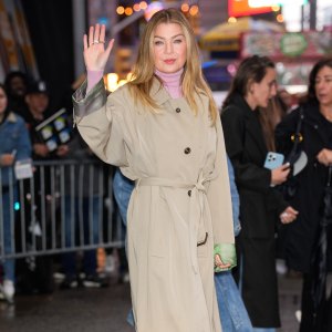 Ellen Pompeo is seen on March 17, 2025 in New York City.