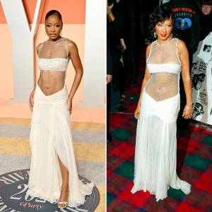 Keke Palmer Channels Christina Aguilera in Ab Baring Dress at 2025 Vanity Fair Oscar Party