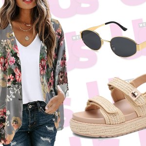 maxi dress, coverup, sunglasses and sandals from Amazon