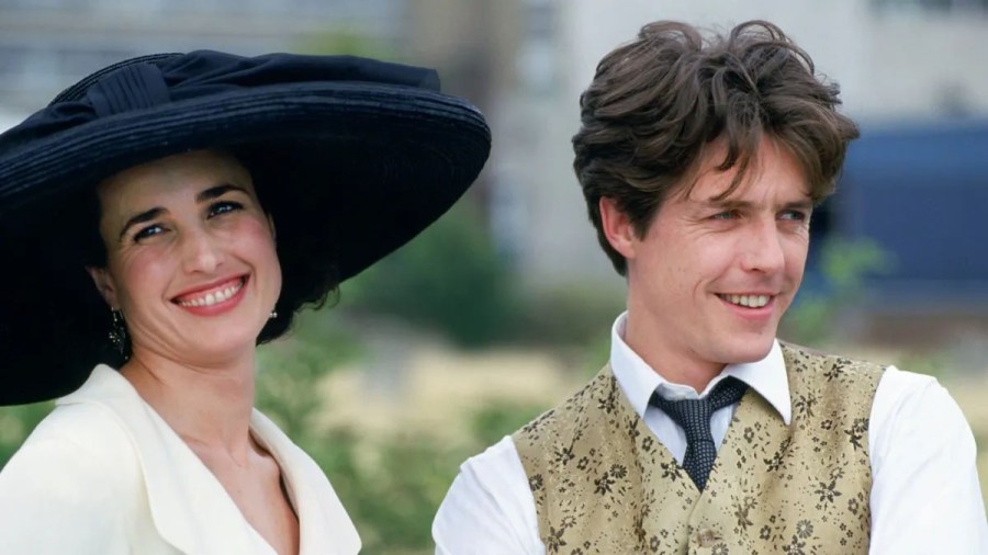 Andie MacDowell and Hugh Grant in Four Weddings and a Funeral.