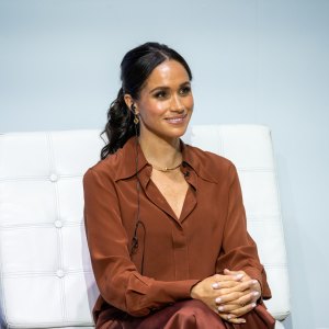 Meghan, Duchess of Sussex, during a forum about digital responsibility at EAN University during a visit around Colombia on August 15, 2024 in Bogota, Colombia.