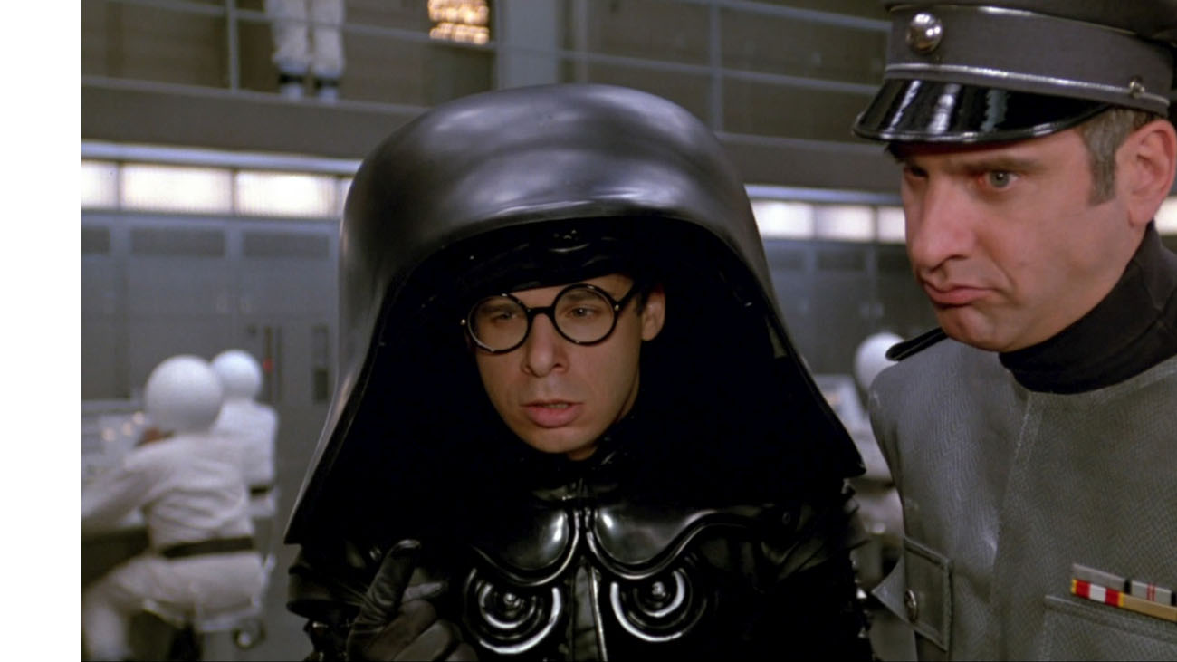 Rick Moranis as Dark Helmet in Spaceballs.