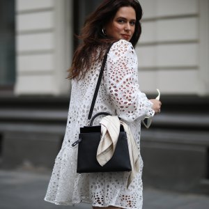 COLOGNE, GERMANY - AUGUST 14: Lou Beyer wearing Hermes bag, Prada boots and H&M dress on August 14, 2020 in Cologne, Germany. (Photo by Jeremy Moeller/Getty Images)
