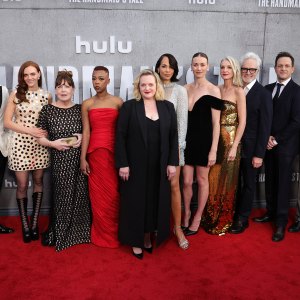 Hulu's 'The Handmaid's Tale' season six premiere at TCL Chinese theatre, Los Angeles Featuring: Madeline Brewer, Max Minghella, Ever Carradine, Elisabeth Moss, Bradley Whitford, Amanda Brugel, Sam Jaeger, Yvonne Strahovski, Samira Wiley, Josh Charles, Ann Dowd, O. T. Fagbenle Where: Los Angeles, California, United States When: 02 Apr 2025 Credit: Faye's Vision/Cover Images