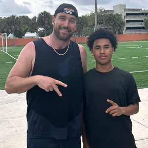 Travis Kelce Got In Some Sweaty Practice With a Group of High School Football Players