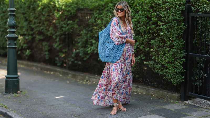 bohemian dresses amazon Boho Floral Maxi Dress for Women Casual Short Sleeve Loose Flowy Summer Beach with Pockets at Women's Clothing store 10 Boho Dresses From Amazon