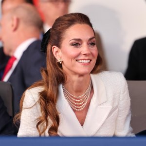 Catherine, Princess of Wales attends a concert to mark the 80th Anniversary of VE Day at Horse Guards Parade on May 08, 2025 in London, England. The King and Queen, joined by Members of the Royal Family, will take part in events from May 5th to May 8th to commemorate the 80th anniversary of VE Day, which signalled the end of the Second World War in Europe.