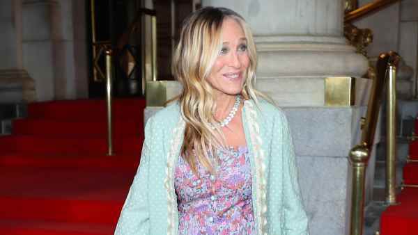Sarah Jessica Parker is seen leaving the "And Just Like That" Season 3 press junket at The Plaza Hotel on May 20, 2025 in New York City.