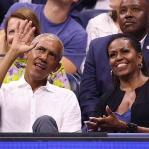 NEW YORK, NEW YORK - AUGUST 28: Former President of the United States Barak Obama and former First Lady Michelle Obama attend opening night on day one of the 2023 US Open at Arthur Ashe Stadium at the USTA Billie Jean King National Tennis Center on August 28, 2023 in the Flushing neighborhood of the Queens borough of New York City. (Photo by Jean Catuffe/GC Images)