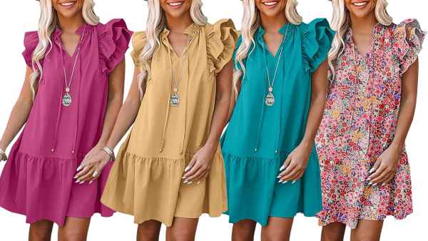 pink, teal, yellow and printed dresses
