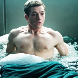 A man wakes up shirtless in 'Kingsman: The Secret Service.'